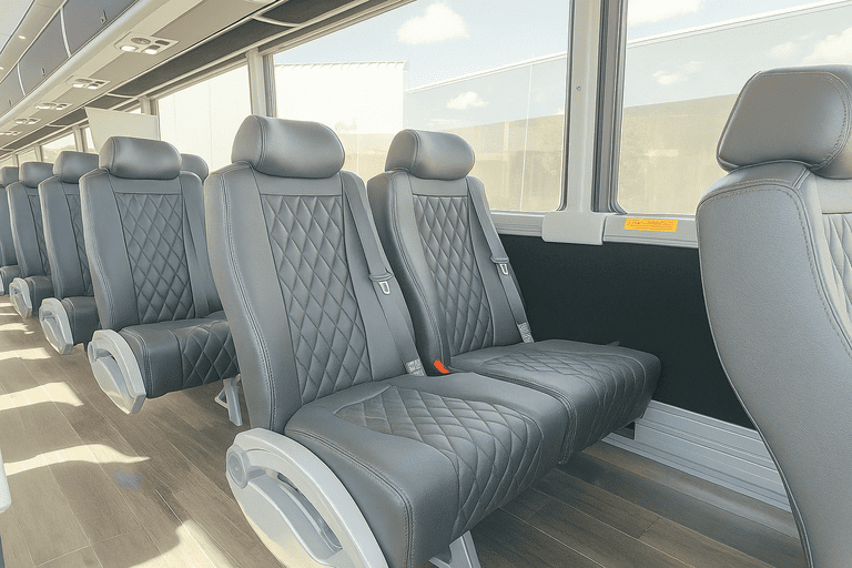 interior of Clinton Coach Bus Service charter bus