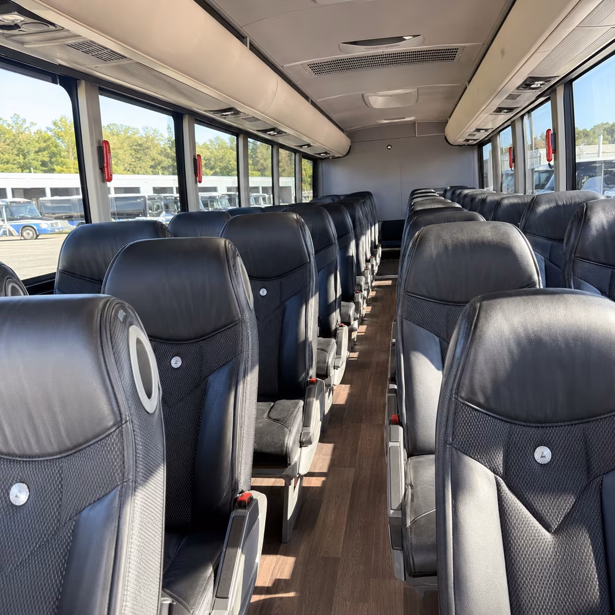 clinton 56 passenger charter bus inside