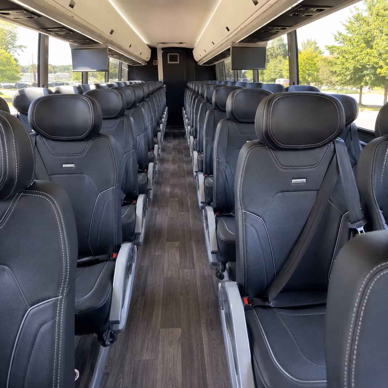clinton 56 passenger charter bus interior