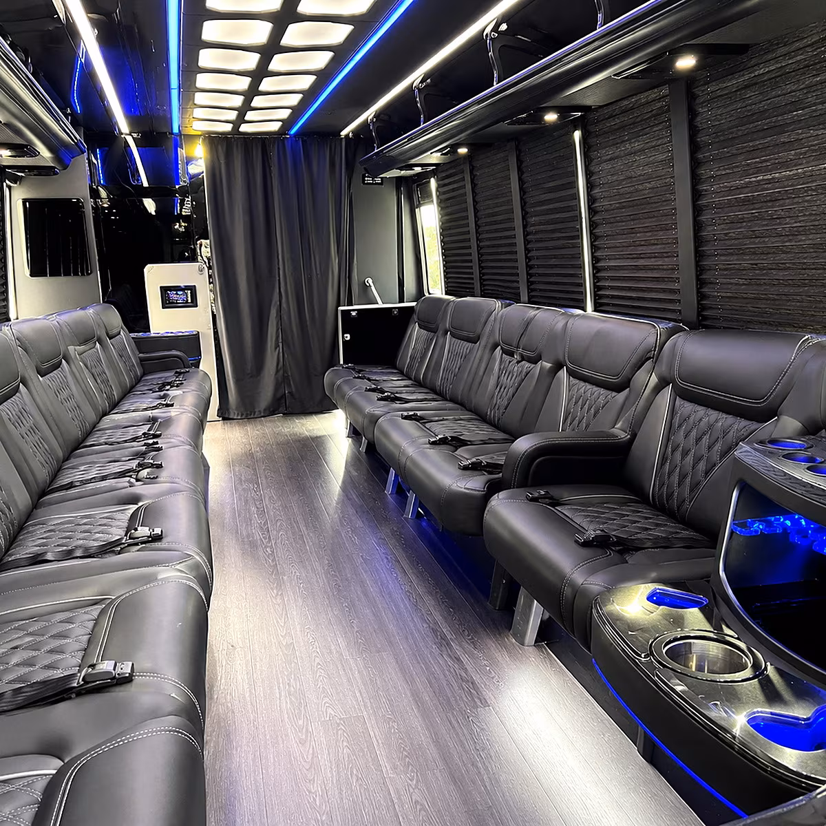 clinton party bus rental interior